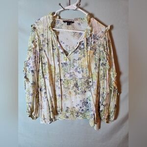 Zac And Rachel Boho Peasant Romantic Floral Lightweight Womens Plus Sz 2X Blouse